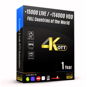 12 Months 4KOTTStable Server M3U Arabic Europe IPTV Smarters Smart IPTV Code